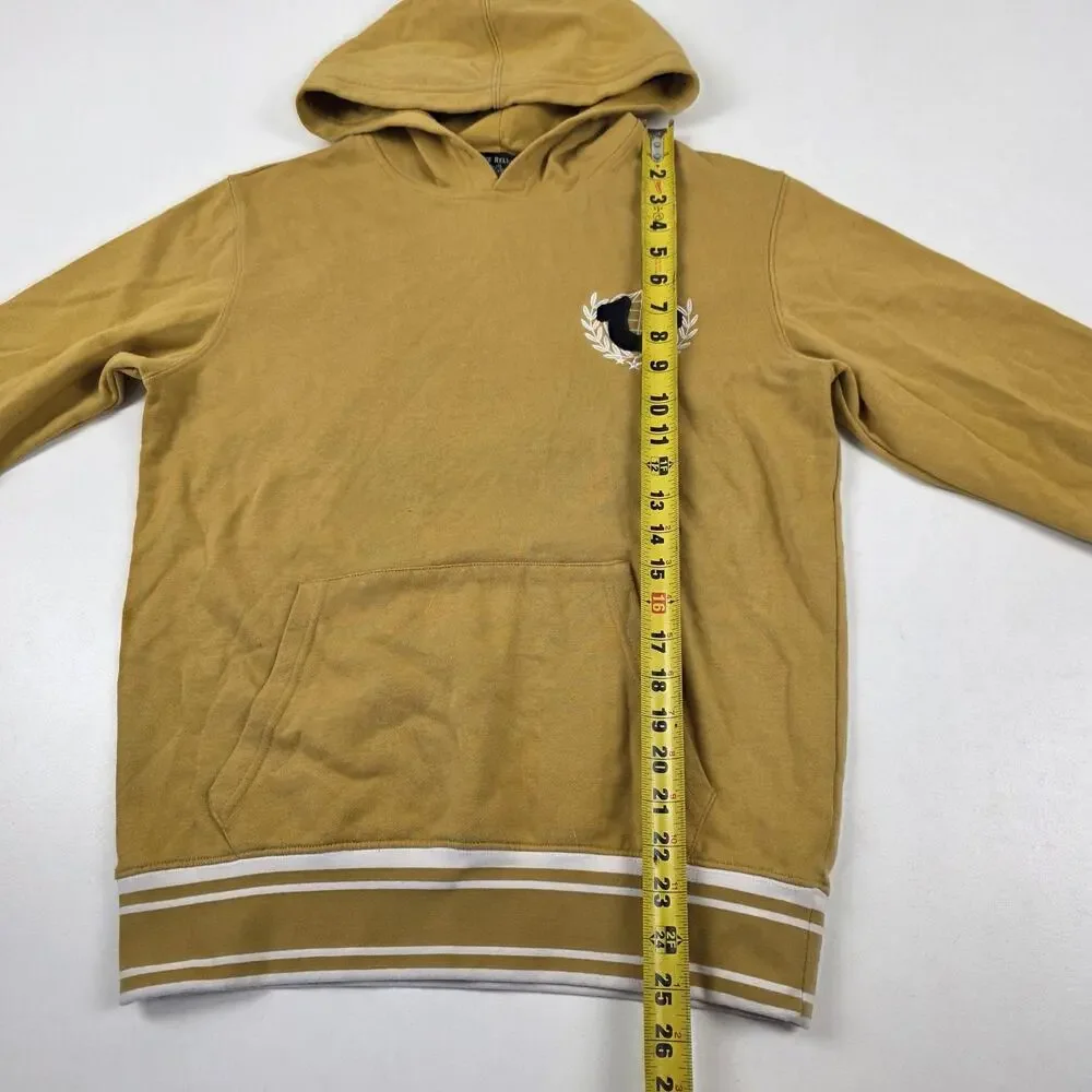 True Religion Hoodie Mens Small Tan‎ Pullover Embroidered Logo Retro Streetwear